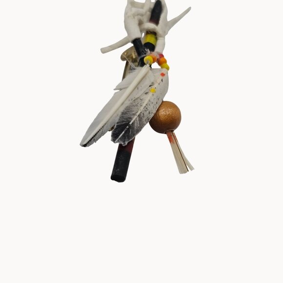 VTG Brooch Native American Feathered Boho Beaded Arrow Point Ethical Art to Wear - Picture 6 of 12